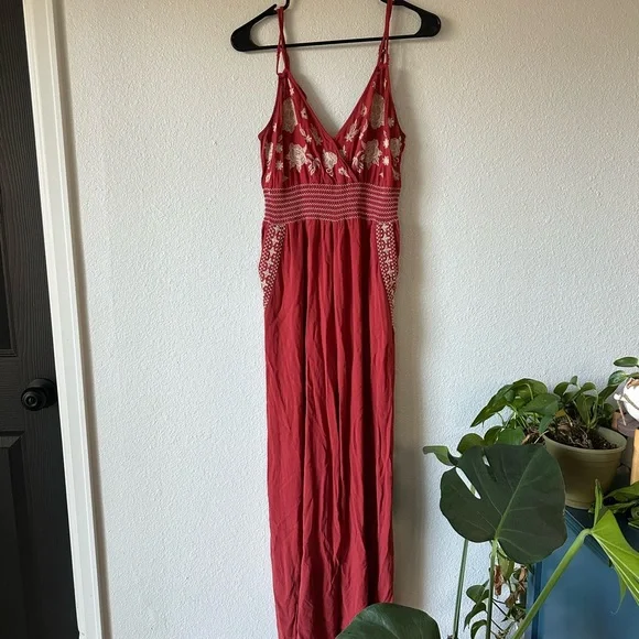 American Eagle Outfitters Red embroidered Jumpsuit - Picture 2 of 5